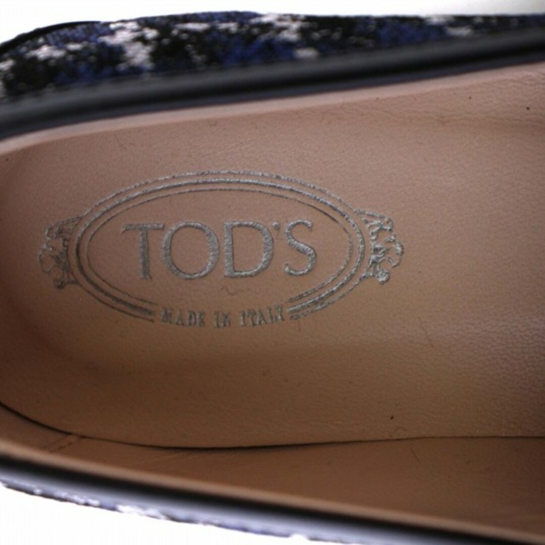 TOD'S(トッズ)のトッズ ローファー スリッポン チェック柄 レザー 22cm 青 黒 レディースの靴/シューズ(ローファー/革靴)の商品写真