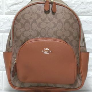 コーチ(COACH)のCOACH コーチ シグネチャー バックパック カーキ サドル 未使用(リュック/バックパック)