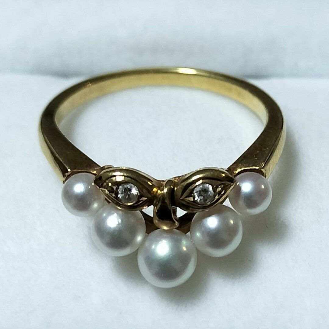 MIKIMOTO(ミキモト)のミキモト ダイヤモンド×ベビーパール リング K18YG 2.8g レディースのアクセサリー(リング(指輪))の商品写真