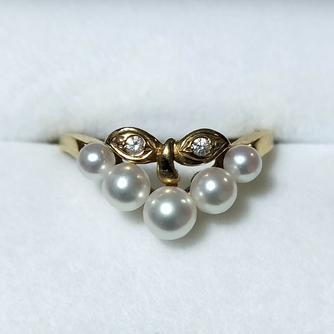 MIKIMOTO(ミキモト)のミキモト ダイヤモンド×ベビーパール リング K18YG 2.8g レディースのアクセサリー(リング(指輪))の商品写真