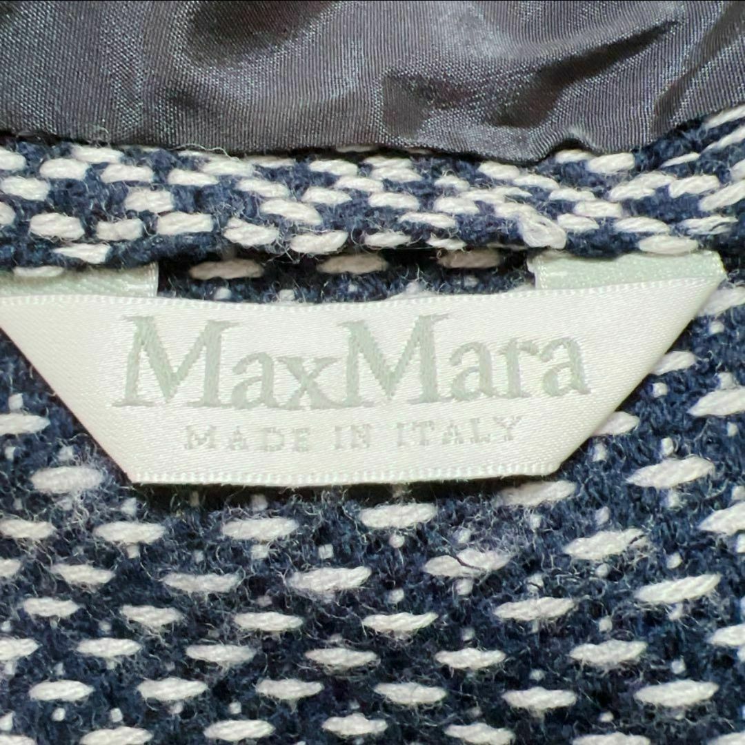 Max Mara(マックスマーラ)の美品＊マックスマーラ 白タグ カシミヤ混 ツイード ジャケット ネイビー 40 レディースのジャケット/アウター(テーラードジャケット)の商品写真