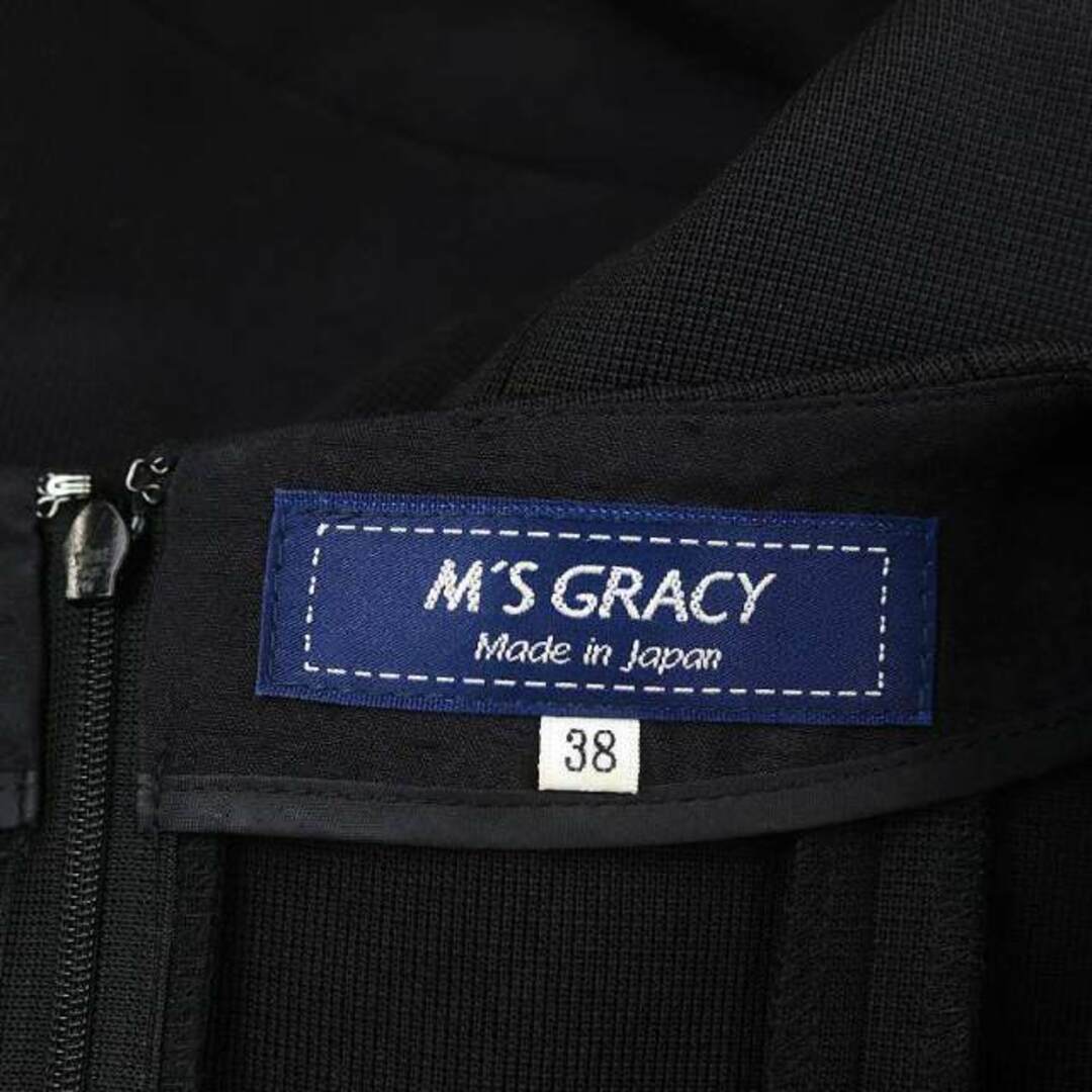 M'S GRACY(エムズグレイシー)のエムズグレイシー 23SS パニエ付き リボン ワンピース 膝丈 長袖 38 黒 レディースのワンピース(ひざ丈ワンピース)の商品写真