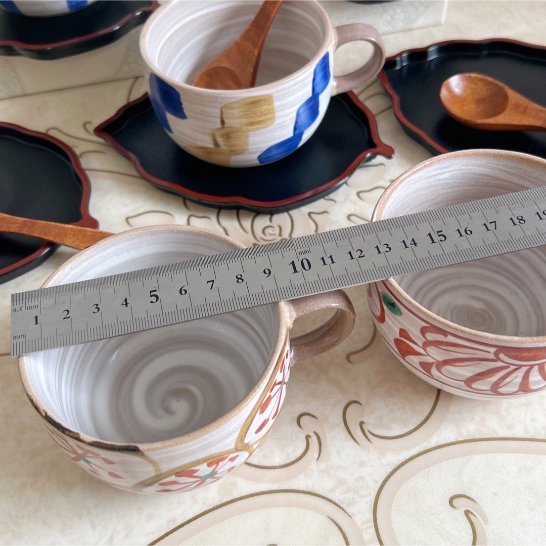 美濃焼 - 美濃焼 幸泉窯 絵変わり スープカップ揃 5客セット 美濃焼 - 美濃焼 幸泉窯 絵変わり スープカップ揃 5客セット