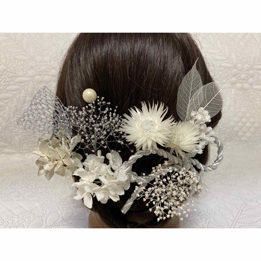髪飾り　卒業式　白銀R-401    卒業式髪飾り　結婚式髪飾り　 レディースのヘアアクセサリー(ヘアピン)の商品写真