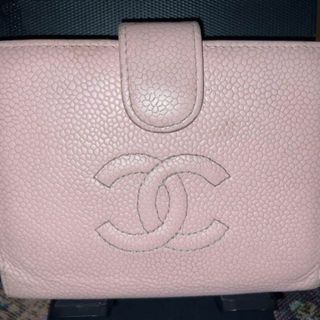 CHANEL オールドシャネル 二つ折り財布 キャビアスキン がま口 ココマーク