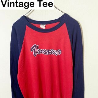 カナダ製　Vintage 長袖　プリント　ラグラン　Tシャツ　ロンT 古着(Tシャツ/カットソー(七分/長袖))