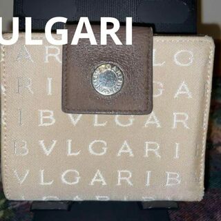 ブルガリ(BVLGARI)のBULGARI 二つ折り ロゴマニア リング ベージュ キャンバス レザー(その他)
