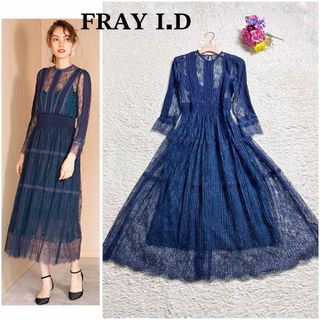 フレイアイディー(FRAY I.D)の極美品 フレイアイディー  FRAY I.D ピンタックシフォンレースワンピース(ロングワンピース/マキシワンピース)