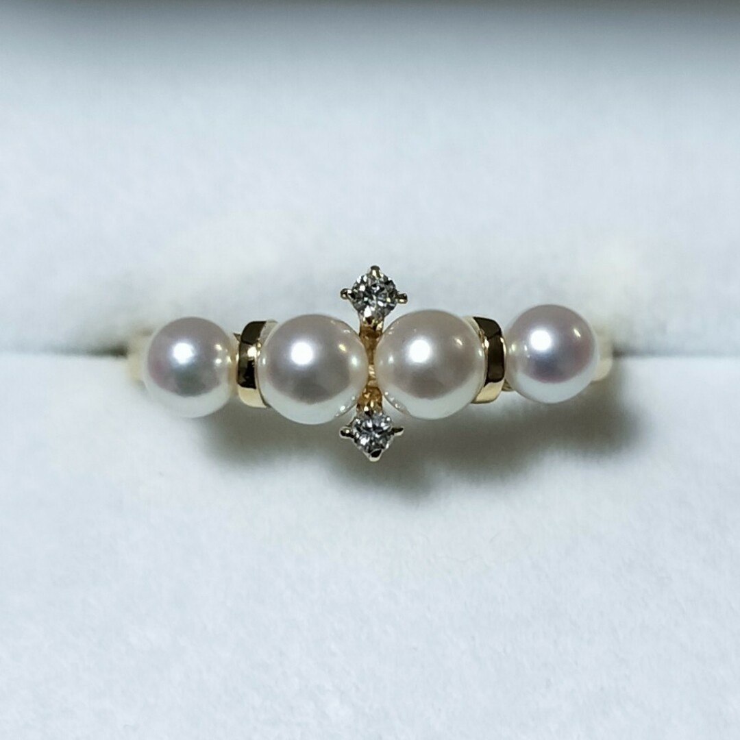 MIKIMOTO(ミキモト)のミキモト ダイヤモンド×ベビーパール リング K18YG 2.1g レディースのアクセサリー(リング(指輪))の商品写真