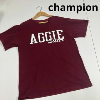 チャンピオン(Champion)のchampion Tシャツ　古着　AGGIE エンジ色　オールド(Tシャツ/カットソー(半袖/袖なし))