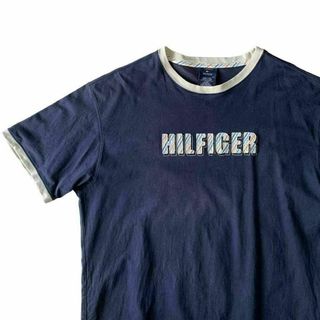 トミーヒルフィガー(TOMMY HILFIGER)のTOMMY HILFIGER リンガーネックTシャツ フェード ネイビー 刺繍(Tシャツ/カットソー(半袖/袖なし))