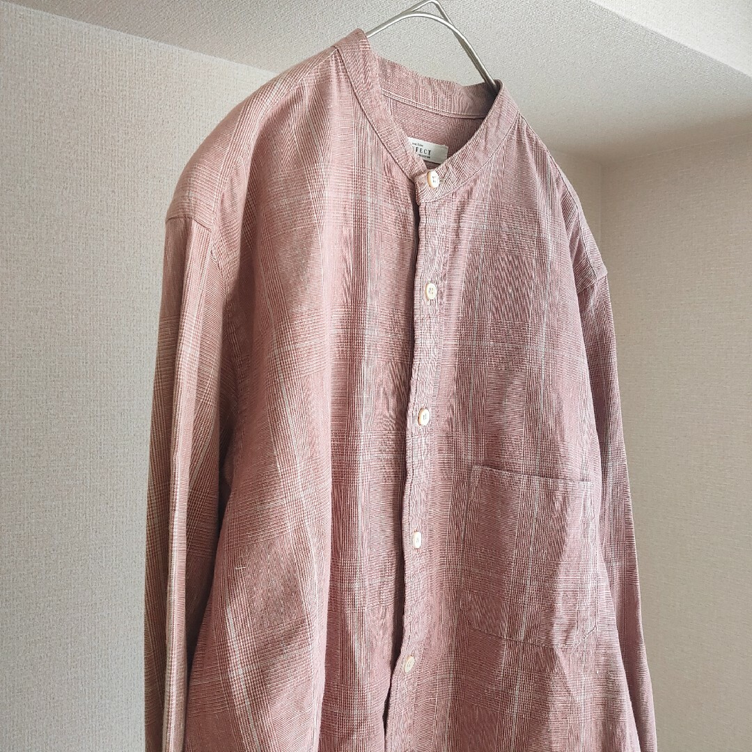 nest Robe(ネストローブ)のCONFECT コットンリネングレンチェックバンドカラーシャツ メンズのトップス(シャツ)の商品写真