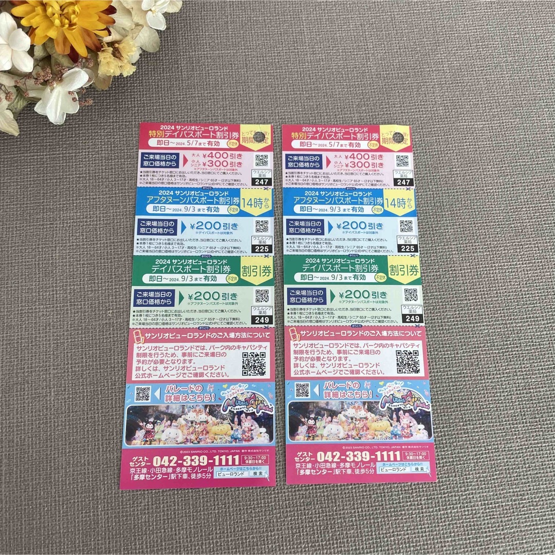 サンリオピューロランド 割引券 2枚 チケットの施設利用券(遊園地/テーマパーク)の商品写真