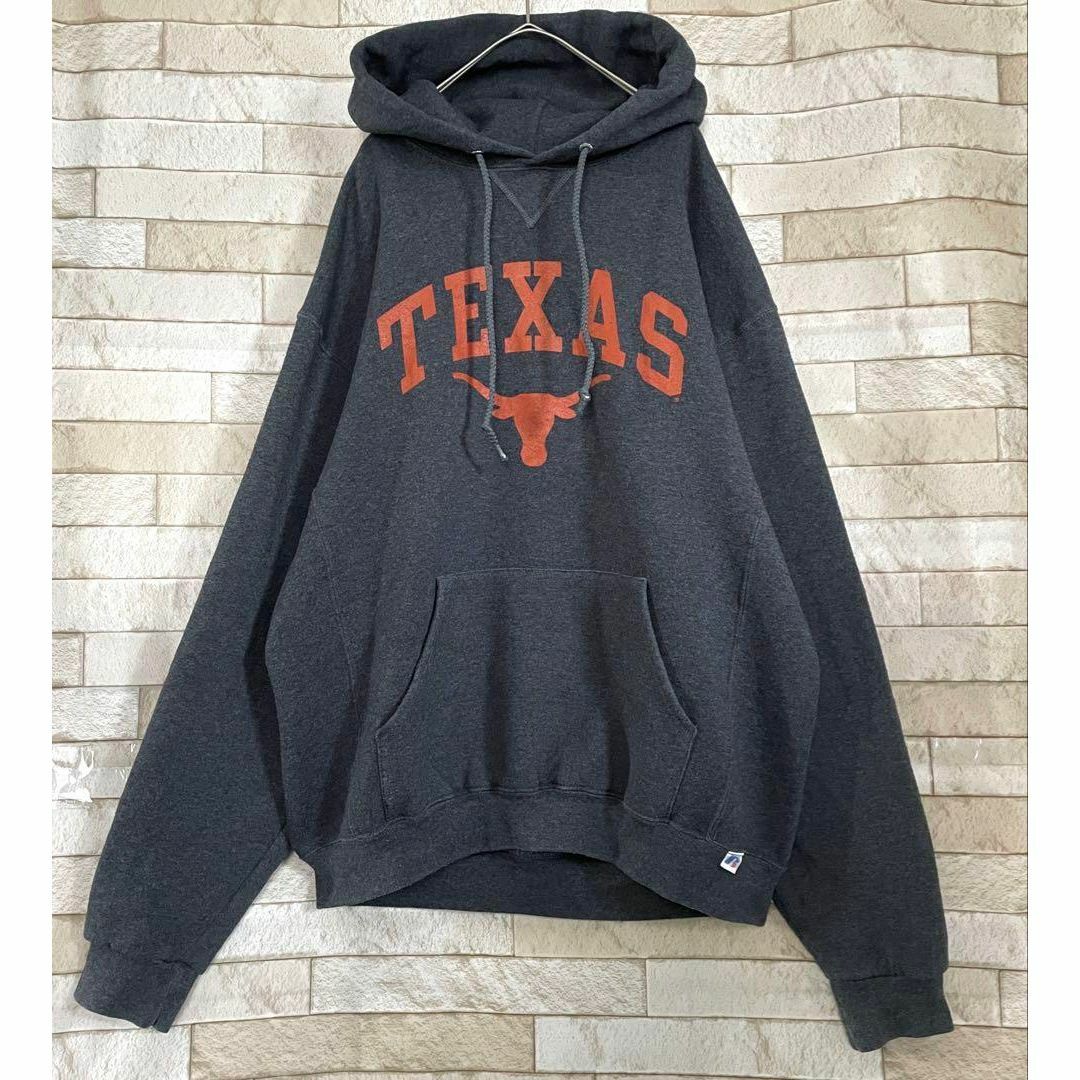 Russell Athletic(ラッセルアスレティック)のラッセル パーカー プルオーバー TEXAS アーチロゴ 裏起毛 L メンズのトップス(パーカー)の商品写真