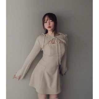 Lamia knit set mini dress Beige(ミニワンピース)