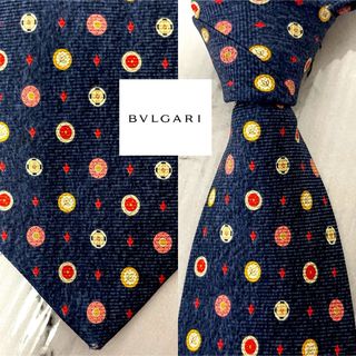 【セッテピエゲ】256 ブルガリ　ネクタイ　BVLGARI ネイビー　イタリア