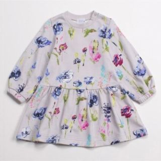 ハッカキッズ(hakka kids)のsale【美品】ハッカキッズ ペイントフラワー ワンピース 100(ワンピース)