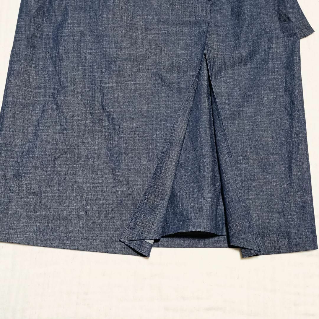 INDIVI(インディヴィ)の新品 INDIVI インディヴィ 大きいサイズ 日本製 デニム ボックスプリーツ レディースのスカート(ひざ丈スカート)の商品写真