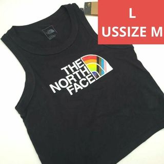 ザノースフェイス(THE NORTH FACE)のL ノースフェイス タンクトップ レインボー 黒 ロゴ ハーフドーム アメリカ(タンクトップ)