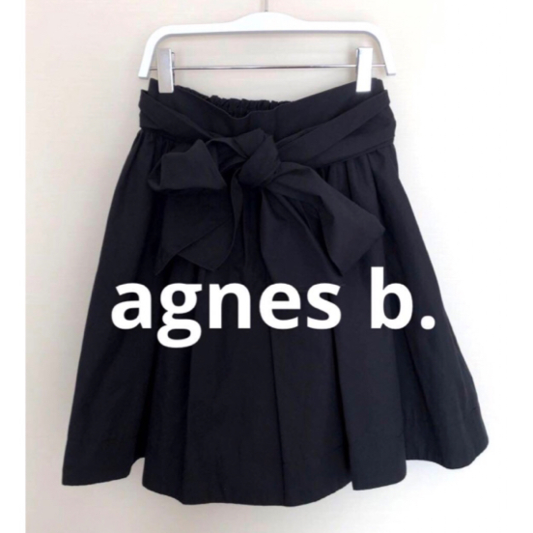 To b. by agnès b.(トゥービーバイアニエスベー)のアニエスベー　ウエストリボン　フレアスカート レディースのスカート(ひざ丈スカート)の商品写真
