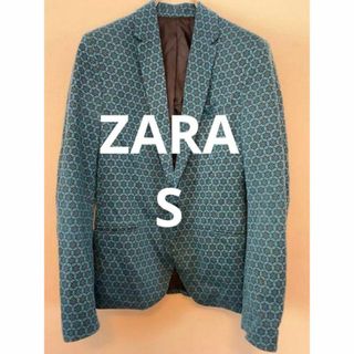 ZARA - ZARA MAN テーラードジャケット ブルー 総柄 メンズ トルコ製