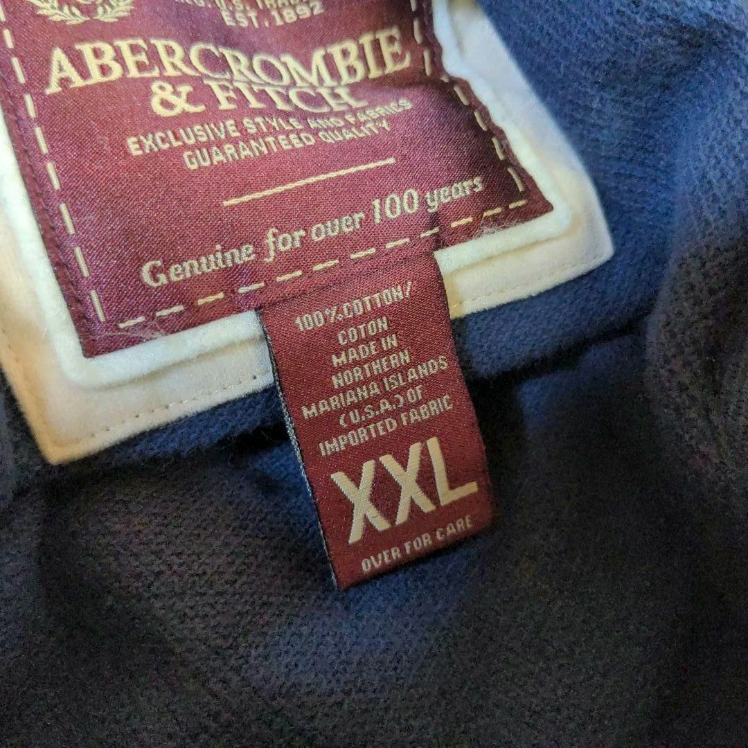 Abercrombie&Fitch(アバクロンビーアンドフィッチ)の【アバクロ】長袖　ポロシャツ　スウェット　3L　ネイビー　大きいサイズ メンズのトップス(Tシャツ/カットソー(七分/長袖))の商品写真