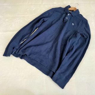 アバクロンビーアンドフィッチ(Abercrombie&Fitch)の【アバクロ】長袖　ポロシャツ　スウェット　3L　ネイビー　大きいサイズ(Tシャツ/カットソー(七分/長袖))