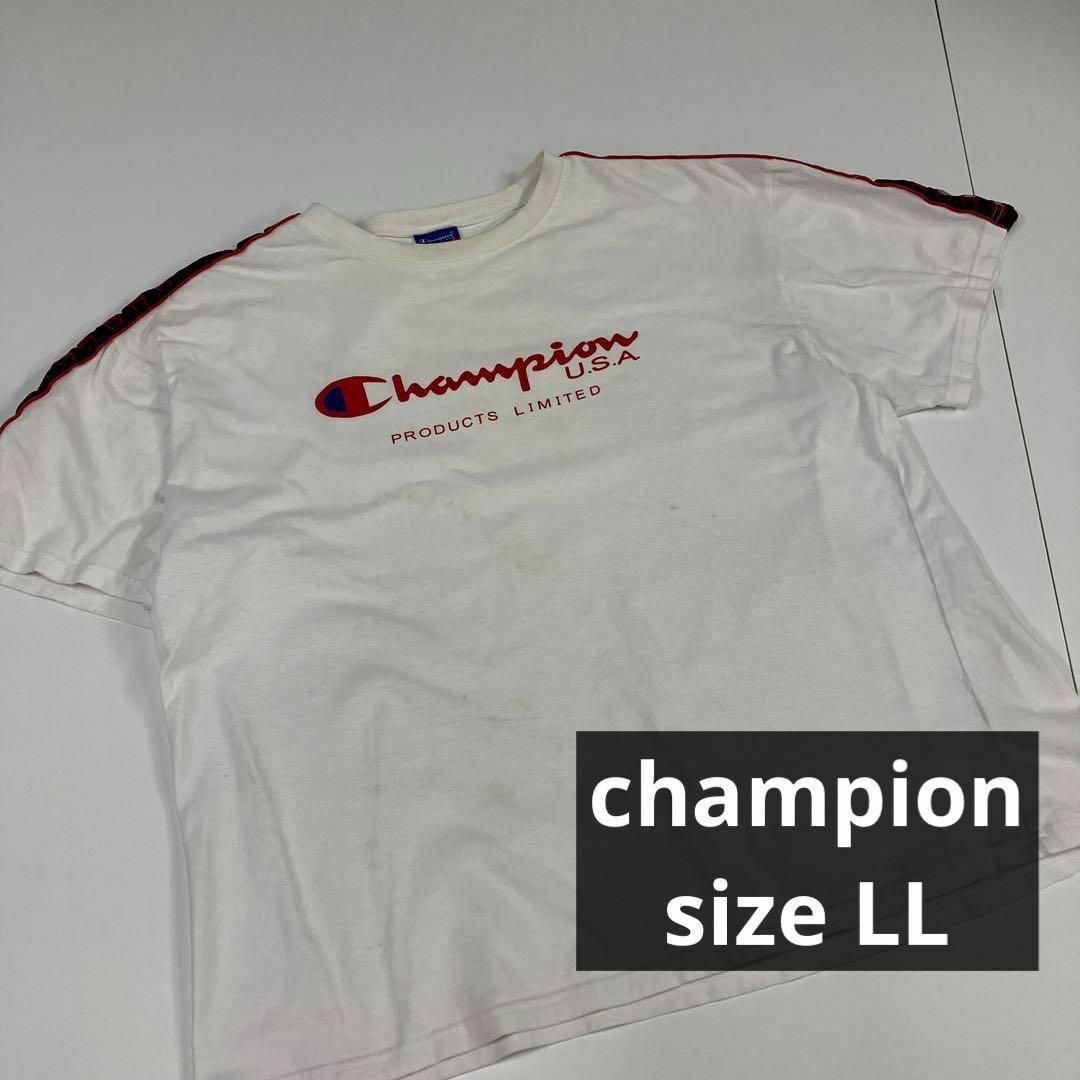 Champion(チャンピオン)のチャンピオン　Tシャツ　ライン　ビッグサイズ　古着　00's デカロゴ メンズのトップス(Tシャツ/カットソー(半袖/袖なし))の商品写真