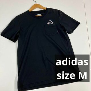 アディダス(adidas)のadidas アディダス　Tシャツ　ポケット　ポケT ブラック　古着　M(Tシャツ/カットソー(半袖/袖なし))