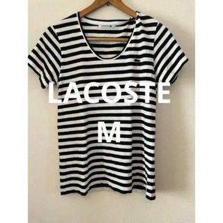 LACOSTE 半袖 Tシャツ 白黒ボーダー 日本製 レディース