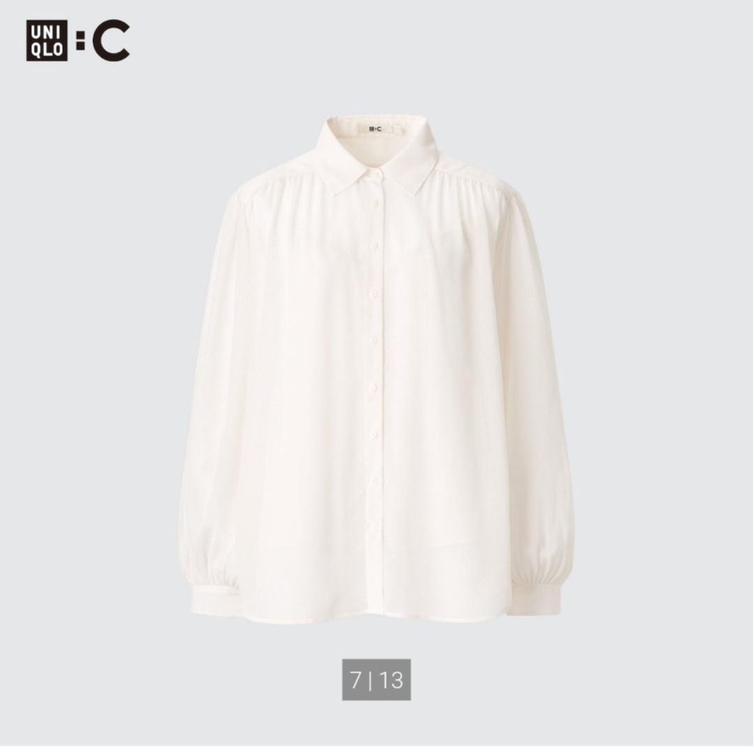 UNIQLO(ユニクロ)の新品！未使用！♥️UNIQLO【UNIQLO：C】シアーボリュームブラウス。M。 レディースのトップス(シャツ/ブラウス(長袖/七分))の商品写真