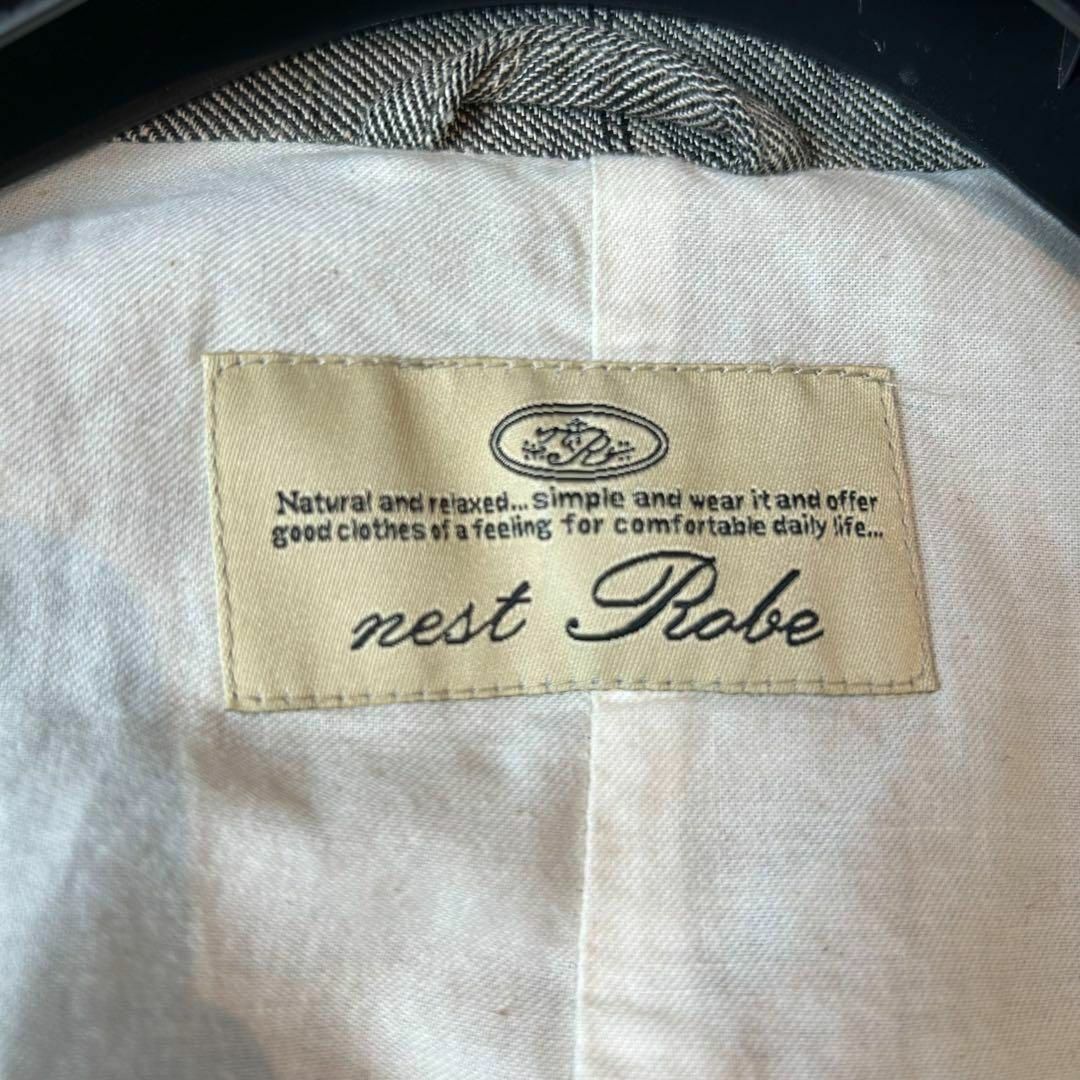 nest Robe(ネストローブ)のnest robe リネン100% ロングコート チェック柄 グレー レディースのジャケット/アウター(ロングコート)の商品写真