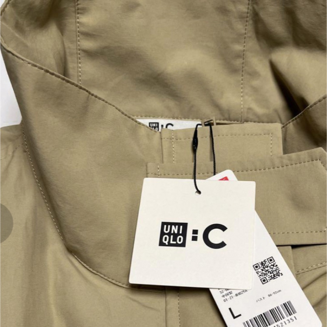 UNIQLO(ユニクロ)の新品タグ付きサイズLベージュユニクロCスタンドカラーオーバーサイズコート レディースのジャケット/アウター(スプリングコート)の商品写真