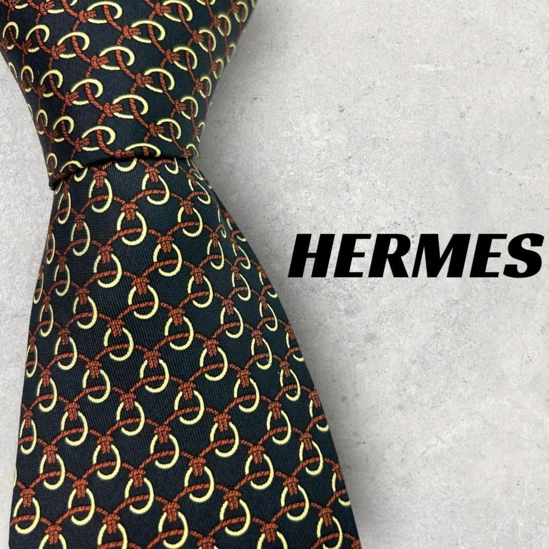 Hermes(エルメス)の【5923】美品ー良品！エルメス　ネクタイ　ブラック系. メンズのファッション小物(ネクタイ)の商品写真