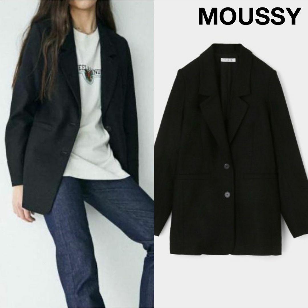 moussy(マウジー)の⭐️MOUSSY LIGHT SINGLE ジャケット 麻 リネン ブラック レディースのジャケット/アウター(テーラードジャケット)の商品写真