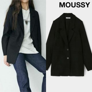 マウジー(moussy)のMOUSSY LIGHT SINGLE ジャケット 麻 リネン ブラック(テーラードジャケット)