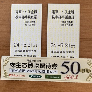東急★電車・バス全線株主優待乗車証★2枚(鉄道乗車券)