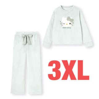 ジーユー(GU)の【3XL】マシュマロフィールラウンジセット(長袖) HELLO KITTY GU(パジャマ)