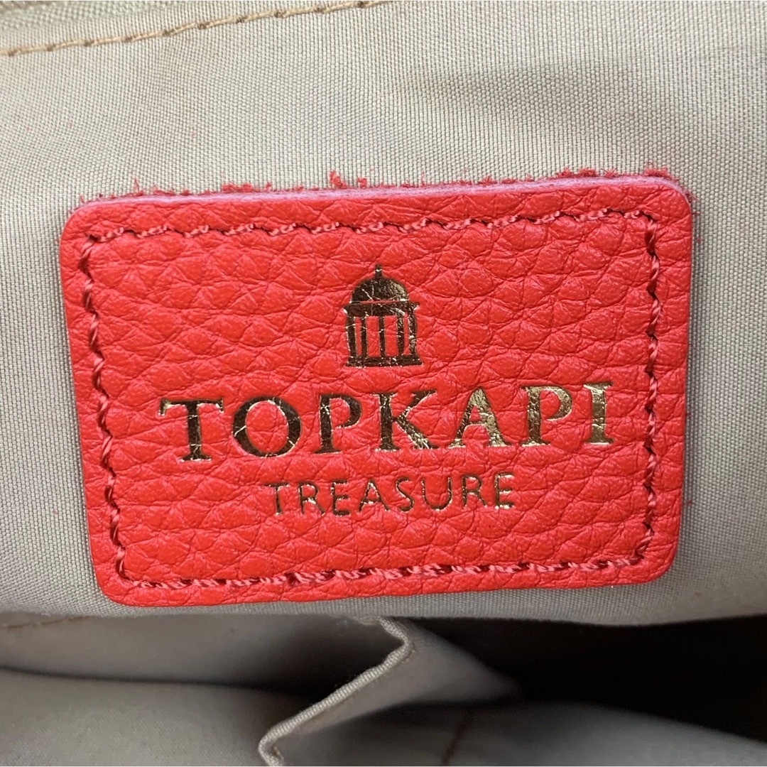 TREASURE TOPKAPI(トレジャートプカピ)の美品 トレジャートプカピ シボ革 レザー トートバッグ タッセル きれい色 赤系 レディースのバッグ(トートバッグ)の商品写真