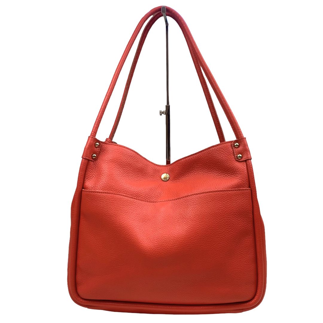 TREASURE TOPKAPI(トレジャートプカピ)の美品 トレジャートプカピ シボ革 レザー トートバッグ タッセル きれい色 赤系 レディースのバッグ(トートバッグ)の商品写真