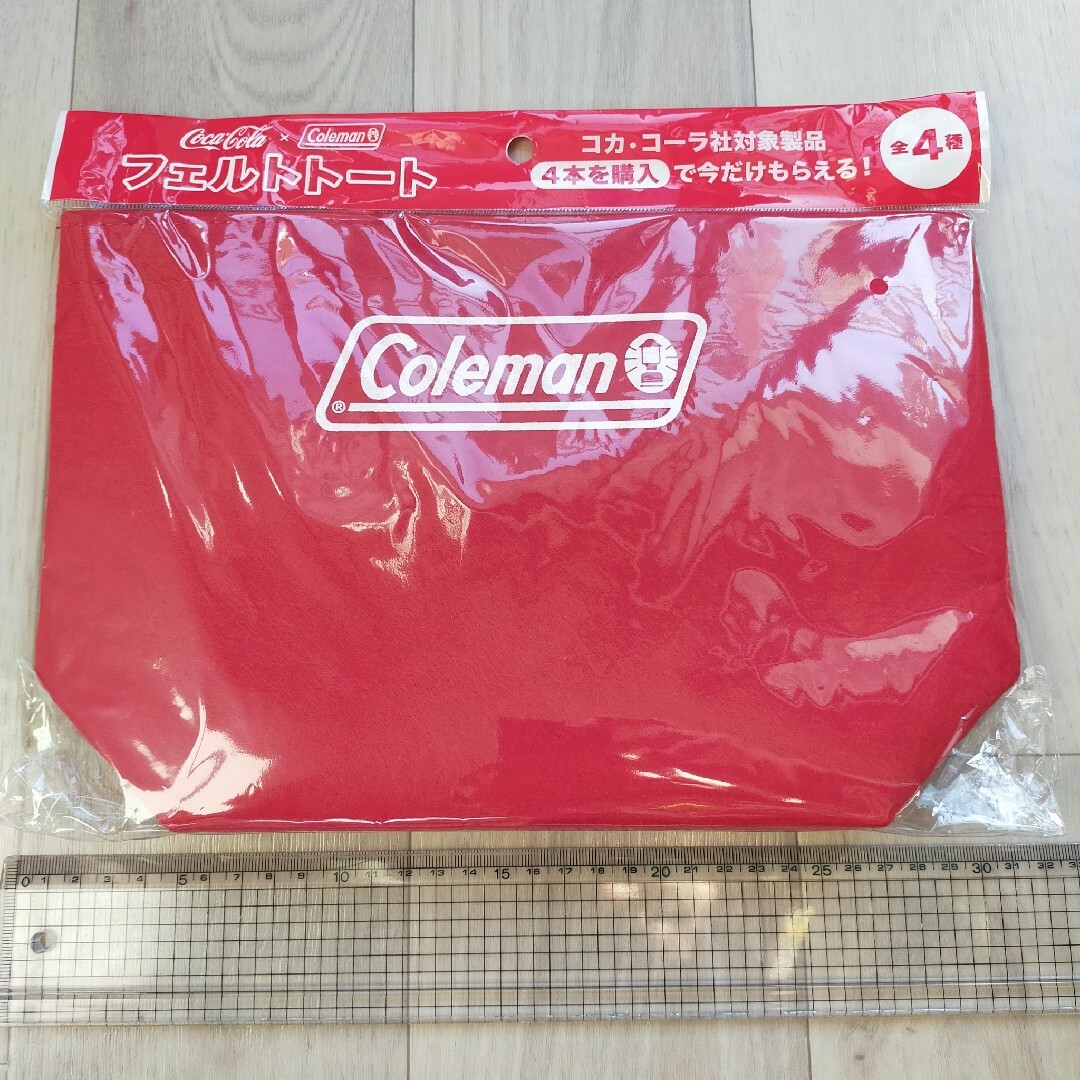 Coleman(コールマン)のレッド 赤 Coleman コールマン フェルト トートバッグ エンタメ/ホビーのコレクション(ノベルティグッズ)の商品写真