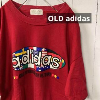 アディダス(adidas)のアディダス　90's 古着 ビッグロゴ　Tシャツ　国旗ロゴ　オーバーサイズ(Tシャツ/カットソー(半袖/袖なし))