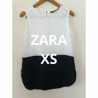 ザラ(ZARA)のZARA WOMAN ザラ トップス ノースリーブ 白×黒 モード系 レディース(Tシャツ(半袖/袖なし))