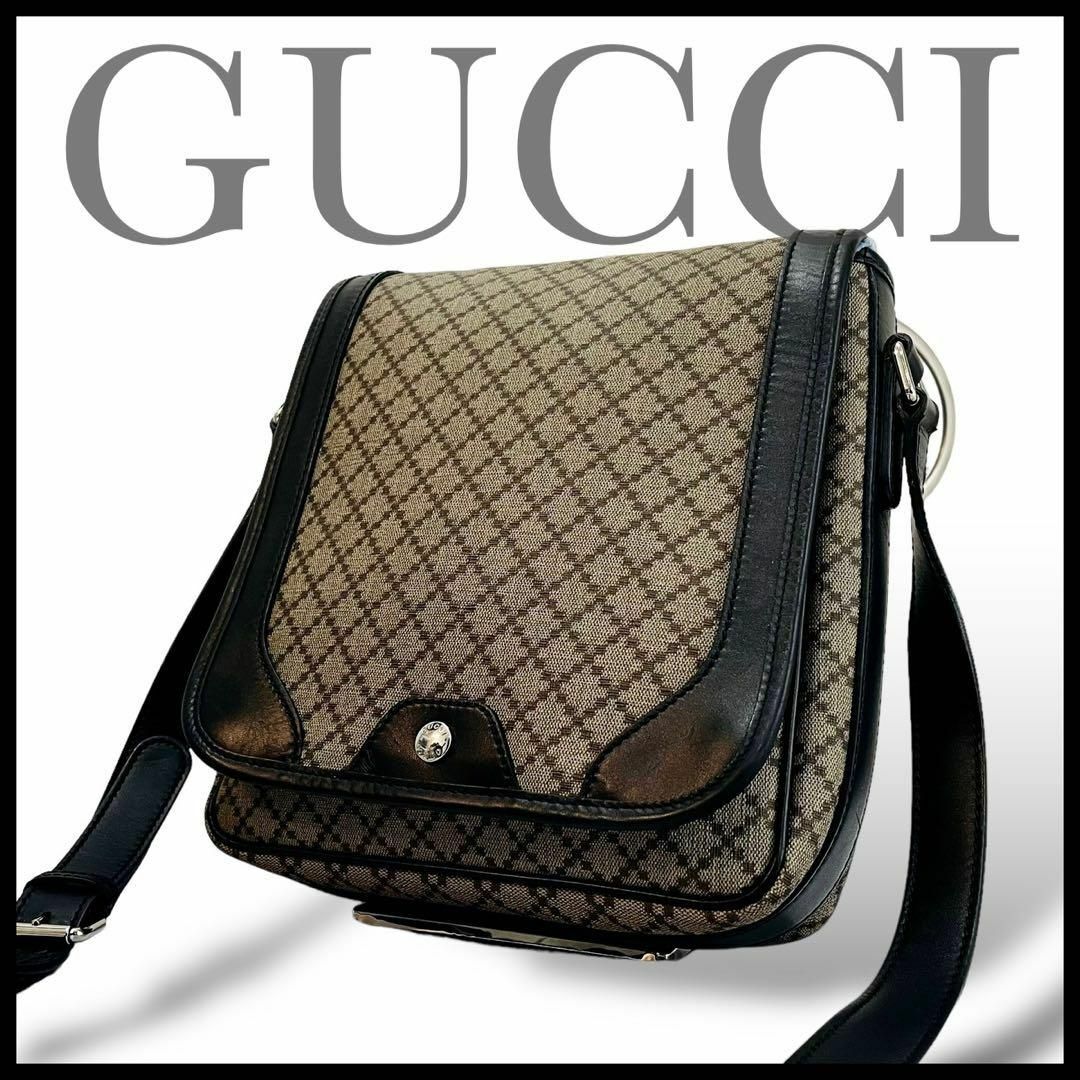 Gucci(グッチ)の超希少✨GUCCI ショルダーバッグ ディアマンテ ロゴ金具 PVC レザー メンズのバッグ(ショルダーバッグ)の商品写真