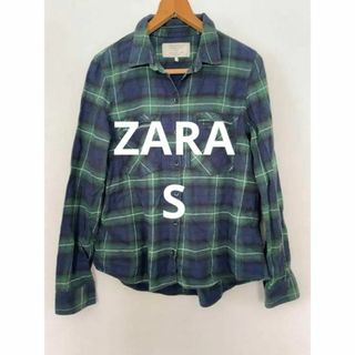 ザラ(ZARA)のZARA TRAFALUC ザラ チェック シャツ ゆるめ 青×緑 レディース(シャツ/ブラウス(長袖/七分))