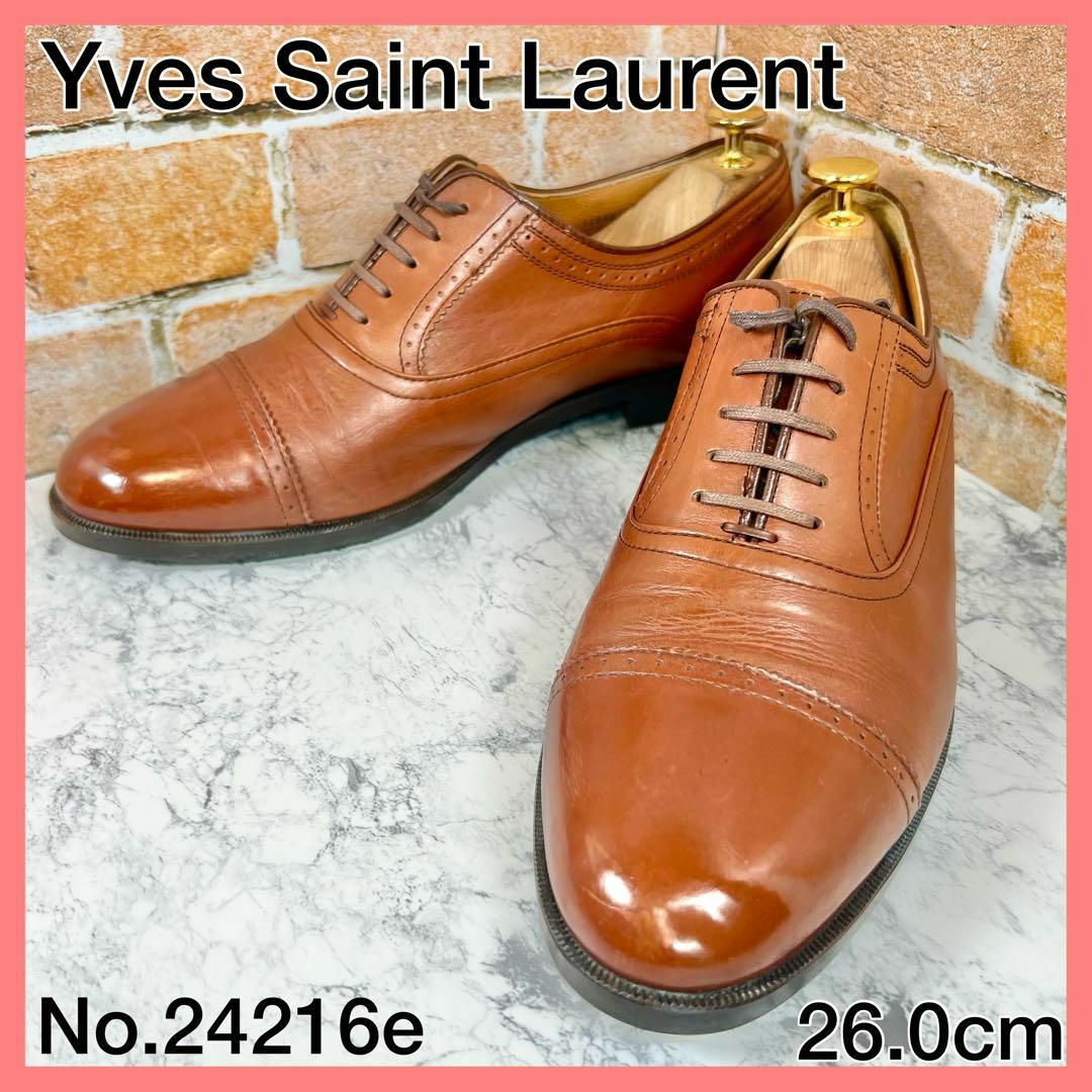 Yves Saint Laurent(イヴサンローラン)の【メンズブランド革靴】人気イヴサンローラン　26.0cm　ストレートチップ　茶 メンズの靴/シューズ(ドレス/ビジネス)の商品写真