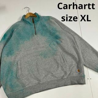カーハート(carhartt)のCarhartt ハーフジップ　スウェット　後染　古着　XL ビッグサイズ(スウェット)