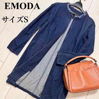 EMODA - EMODA 美品　ノーカラー  デニムコート　ジャケット　ロングコート