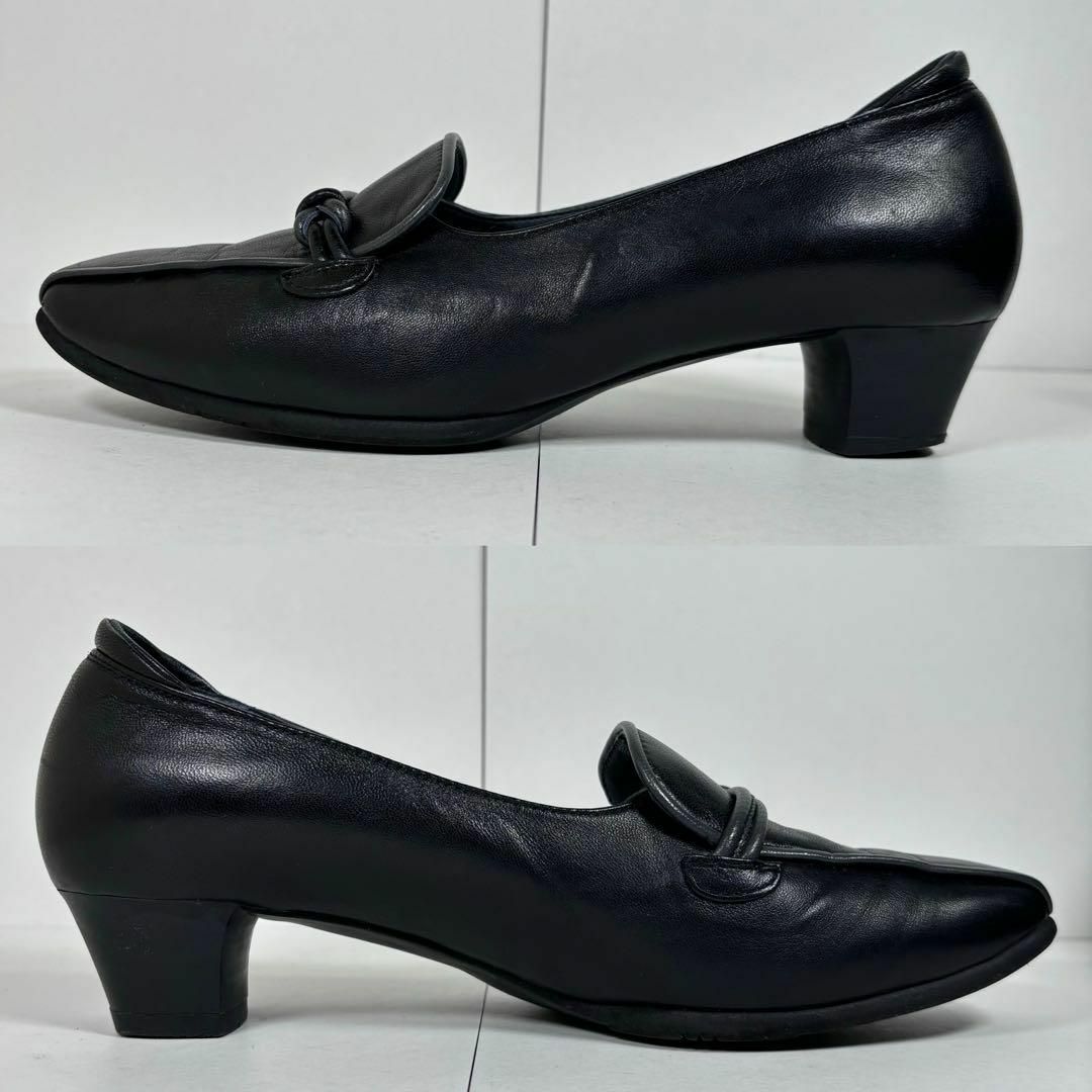 Pedala（asics）(ペダラ)のPedala ペダラ 23 asics レザー 幅広 パンプス スクエアトゥ 黒 レディースの靴/シューズ(ハイヒール/パンプス)の商品写真