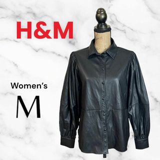 エイチアンドエム(H&M)の美品✨【H&M】レザーシャツジャケット　ビッグサイズ　裏起毛　皮革　ブラック　M(ブルゾン)